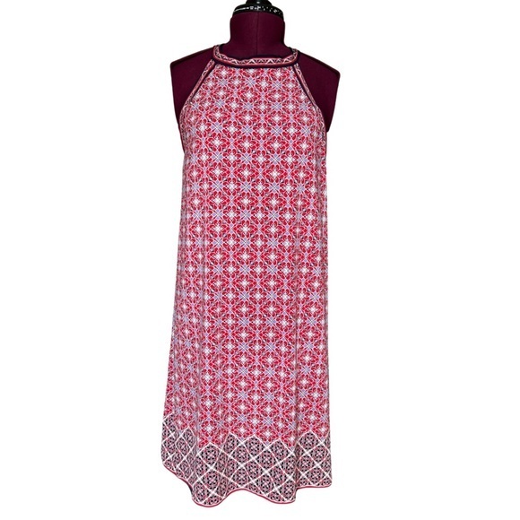 Max Studio Red And White Sleeveless Dress